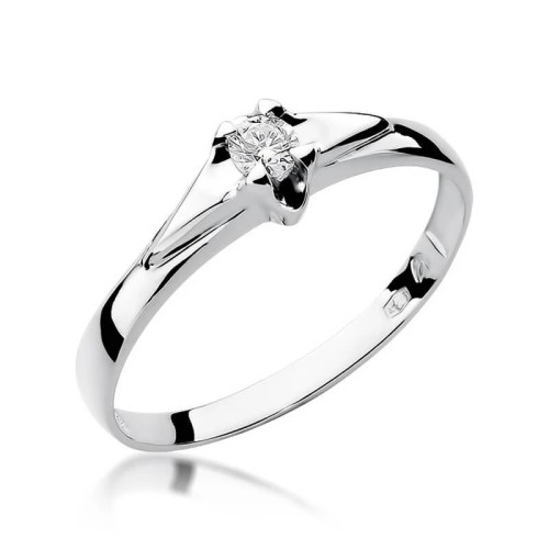 Złoty pierścionek z diamentem Białe złoto EW-88 0,10ct