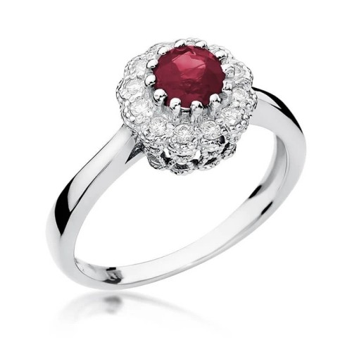 Rubin pierścionek białe złoto 0,60ct