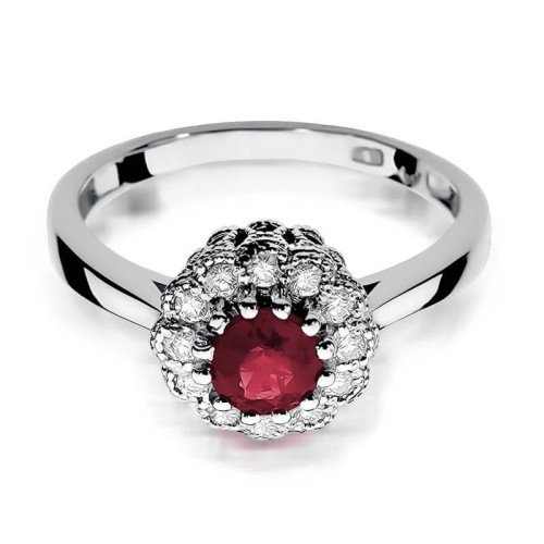 Rubin pierścionek białe złoto 0,60ct