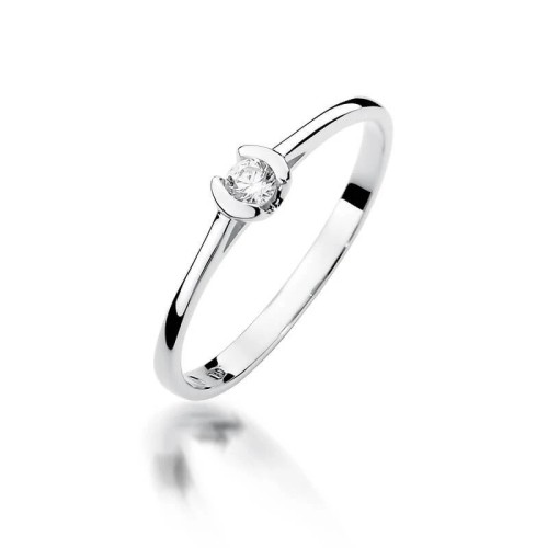 Diament pierścionek białe złoto 0,09ct