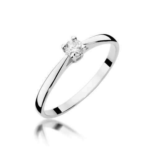 Złoty pierścionek zaręczynowy z diamentem białe złoto 0,15ct