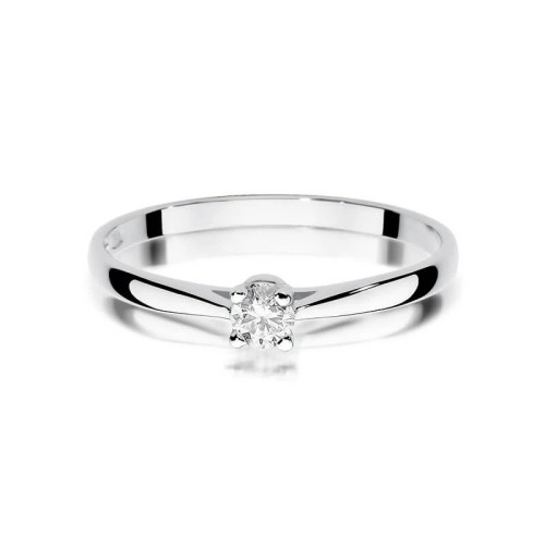 Złoty pierścionek zaręczynowy z diamentem białe złoto 0,15ct